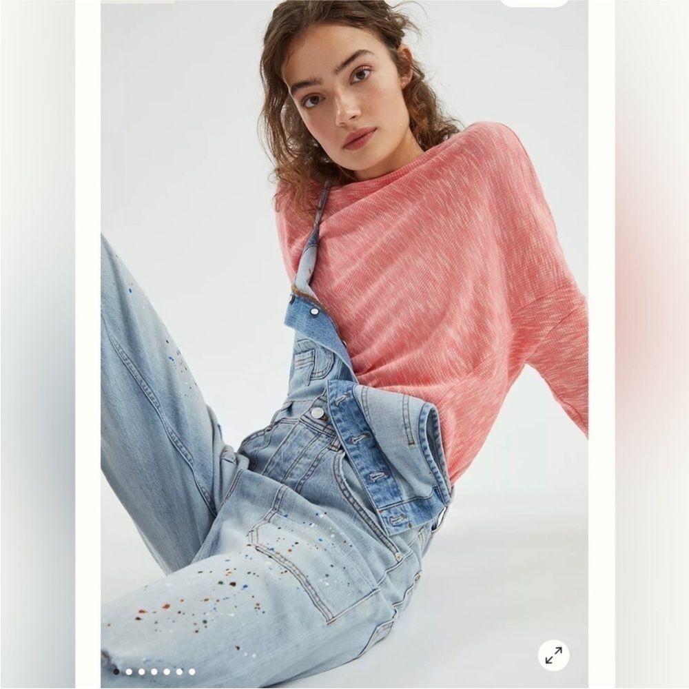 ANTHROPOLOGIE | Damiana Pink Asymmetrical Pullover Knit Top Women’s Size Small